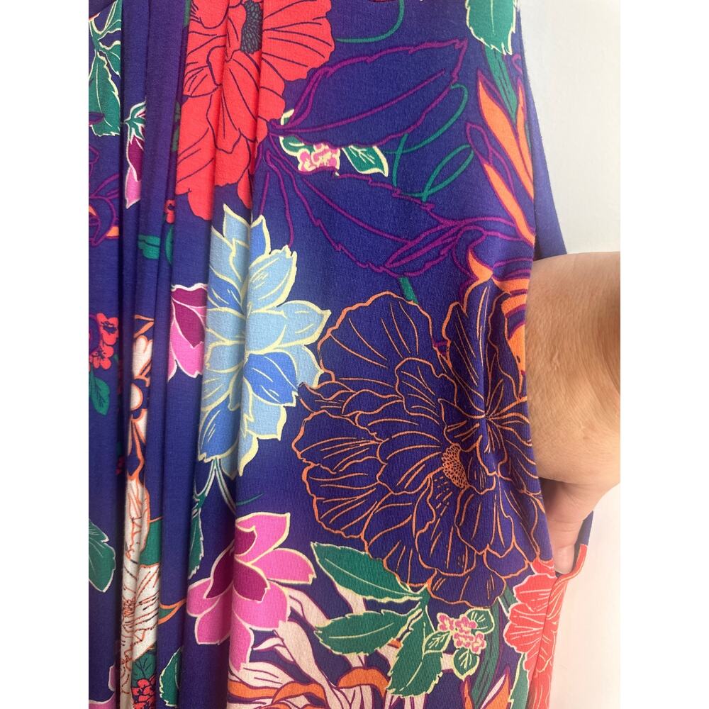Cynthia Rowley Purple with Vibrant Multicolor Floral Pattern Maxi Dress - Picture 4 of 6